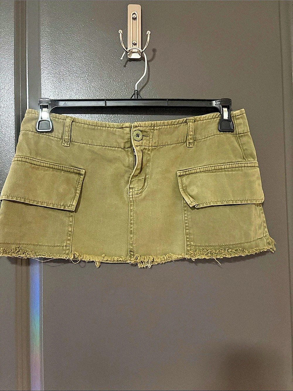 We The Free Olive Cargo Shorts Frayed Hem